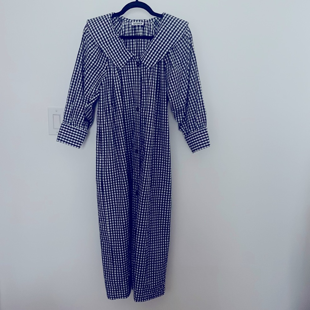 BATSHEVA Black & White Gingham Dress S